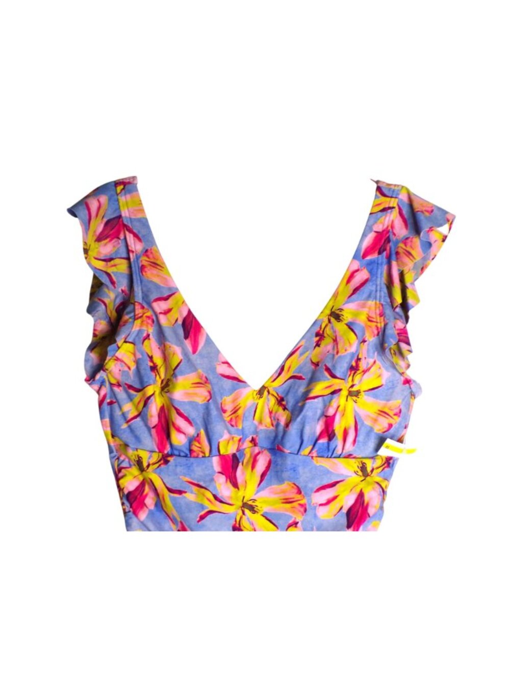 🆕DKNY Ruffle Plunge One Piece Swimsuit Calypso Floral Medium - Picture 6 of 11